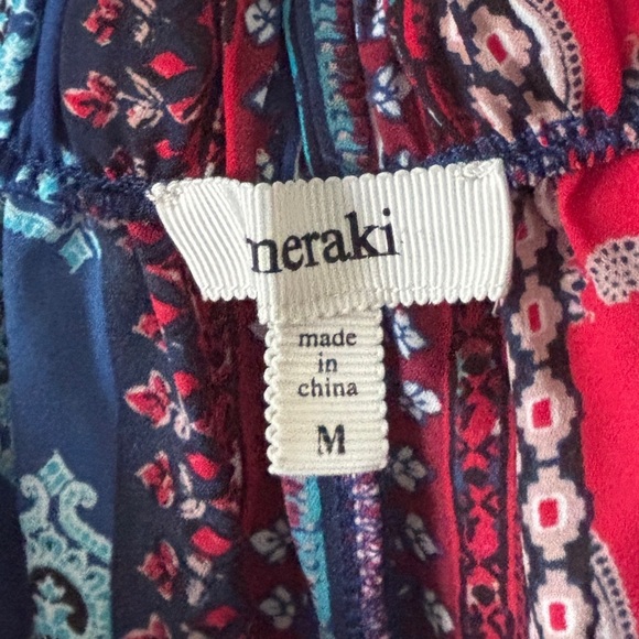 Meraki red & blu ptchwrk off the shldr top SZ M boho peasant farmcore - Picture 5 of 9